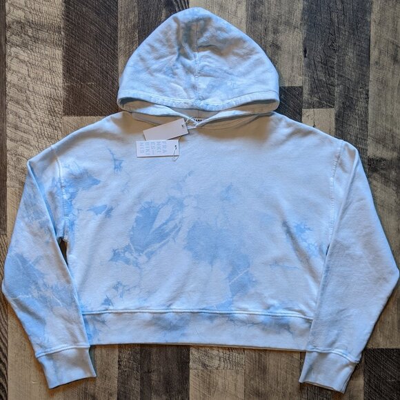 Frankies Bikinis Burl Sweatshirt Cotton Fleece Hoodie Blue Tie Dye - Picture 2 of 7
